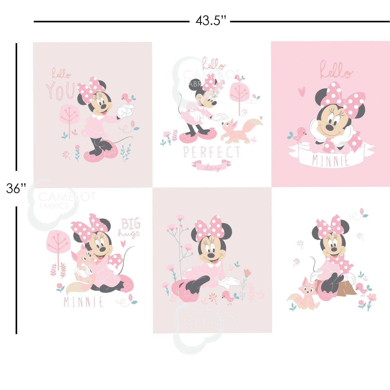 Mickey /& Minnie Disney Cotton Fabric Panel
