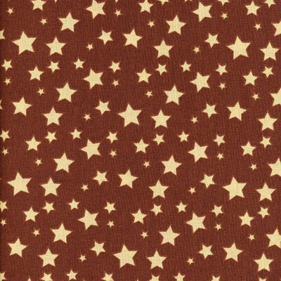 Beige on Brown Stars 100% Cotton Fabric Quilting, Dress, Craft Fabric
