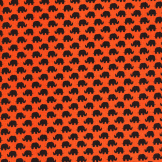 Black on Orange Elephants 100% Cotton Fabric Quilting, Dress, Craft Fabric