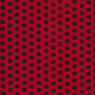 Black on Red Snail 100% Cotton Fabric Quilting, Dress, Craft Fabric