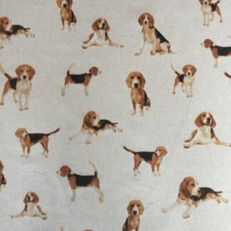 Beagles Dog Designer Natural Linen Fabric Curtain Upholstery Quilting