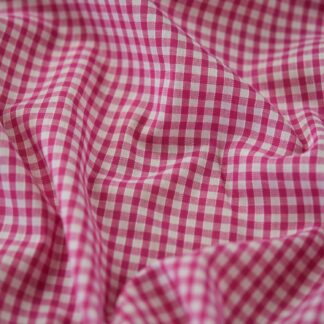 Cerise Pink 1/8" Gingham Polycotton Woven Checked Fabric Dressmaking Material Crafts