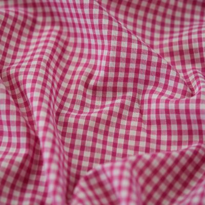 Cerise Pink 1/8" Gingham Polycotton Woven Checked Fabric Dressmaking Material Crafts