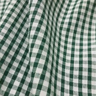Bottle Green 1/8" Gingham Polycotton Woven Checked Fabric Dressmaking Material Crafts Dark Green