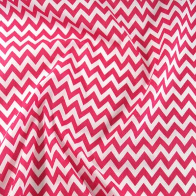 Cerise Pink Polycotton Fabric Dressmaking Material Crafts 6mm Chevron Material Zig Zag