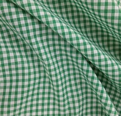 Emerald Green 1/8" Gingham Polycotton Woven Checked Fabric Dressmaking Material Crafts