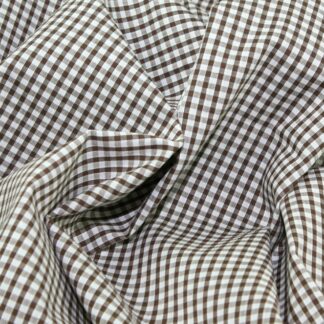 Brown 1/8" Gingham Polycotton Woven Checked Fabric Dressmaking Material Crafts