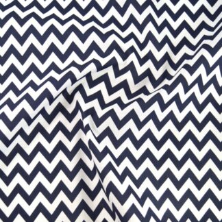 Navy Blue Polycotton Fabric Dressmaking Material Crafts 6mm Chevron Material Zig Zag