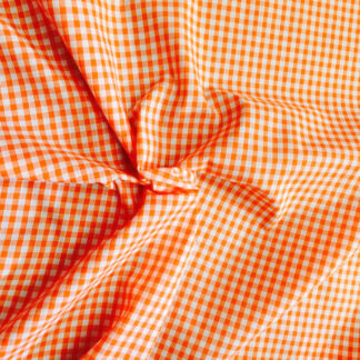 Orange 1/8" Gingham Polycotton Woven Checked Fabric Dressmaking Material Crafts