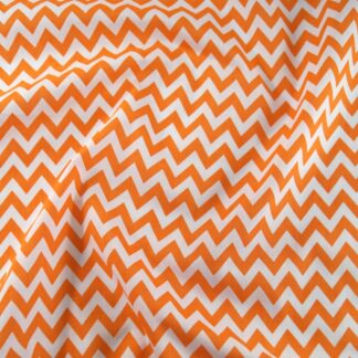 Orange Polycotton Fabric Dressmaking Material Crafts 6mm Chevron Material Zig Zag