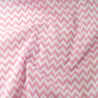 Pink Polycotton Fabric Dressmaking Material Crafts 6mm Chevron Material Zig Zag