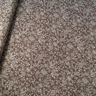 Beige on Brown Ditsy Flowers Small Florals 100% Egyptian Cotton Quilting Dressmaking Blenders FF25 Col 16