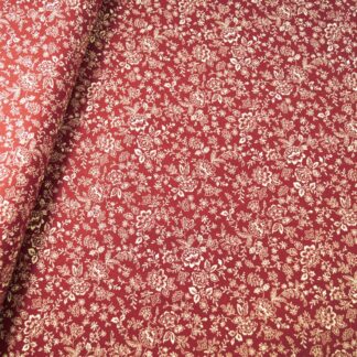 Beige on Wine Red Ditsy Flowers Small Florals 100% Egyptian Cotton Quilting Dressmaking Blenders FF25 Col 14
