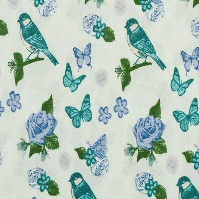 teal-blue-fabric-freedom-birds-and-butterflies-ff242-3-roses-floral-leaves-100-cotton-fabric