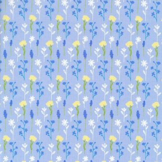 Blossom Daisy Flower Print Floral by Fabric Freedom 100% Cotton Fabric Patchwork Quilting (QS031) Blue, Yellow, White Colours