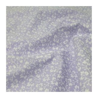 Pastel Colour Floral Printed Polycotton Fabric - White On Lilac