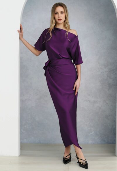 Purple - Japanese Luxurious Duchess Satin Fabric - Image 2