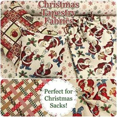 Christmas Tapestry Fabric Baubles and Candles Christmas Heavyweight Woven Tapestry Fabric with Gold Lurex - Image 3