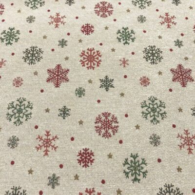 Christmas Multicoloured Snowflakes Designer Heavyweight Woven Tapestry Fabric With Lurex - Image 2