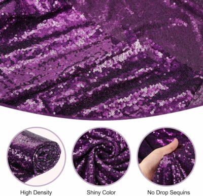 Purple - All-Over Sewn On Sequin Mesh Net Fabric - Image 3