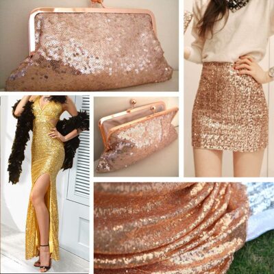 Rose Gold - All-Over Sewn On Sequin Mesh Net Fabric - Image 3