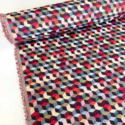 Nitro 3D Blocks Designer Heavyweight Woven Multicoloured Tapestry Fabric - Image 5