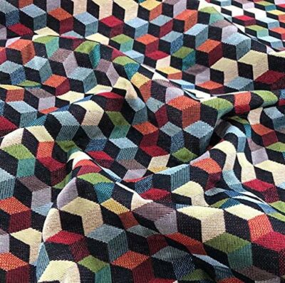 Nitro 3D Blocks Designer Heavyweight Woven Multicoloured Tapestry Fabric - Image 3