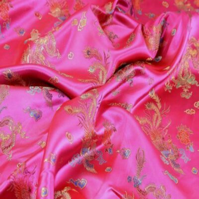 hot-pink-dragon-print-chinese-brocade-fabric