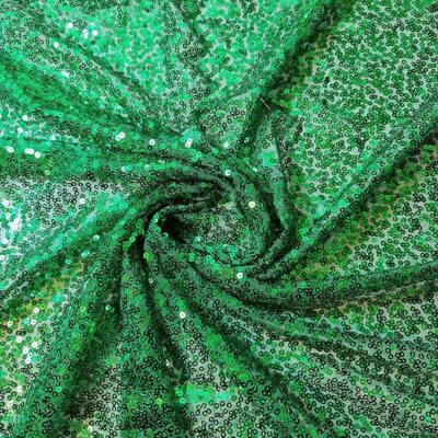 Emerald Green - All-Over Sewn On Sequin Mesh Net Fabric - Image 2