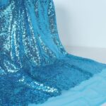 teal blue sequin dress fabric