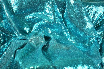 Turquoise Blue - All-Over Sewn On Sequin Mesh Net Fabric - Image 2