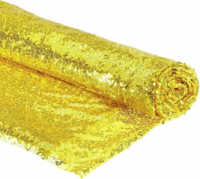 Yellow Gold - All-Over Sewn On Sequin Mesh Net Fabric - Image 2