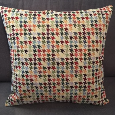 Houndstooth Check Designer Heavyweight Woven Multicoloured Tapestry Fabric - Image 5