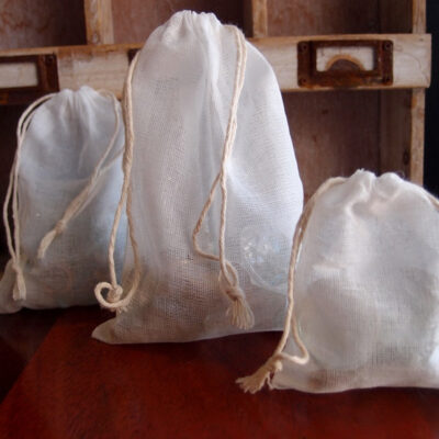 Pure Cotton Muslin Bags Reusable With Draw String
