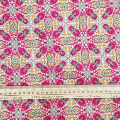 Floral Pink/Cream Japanese Cotton Lawn Fabric 150cm/60"