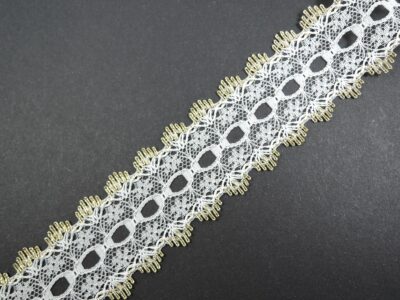 35mm White & Gold Crochet and Knitting In Lace