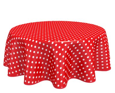 Polka Dots Red And White PVC Vinyl Wipe Clean Tablecloth - Image 5