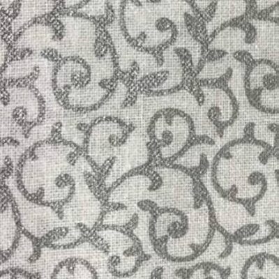 White Vintage New Scrollwork Swirls Metallic Foil Christmas Cotton