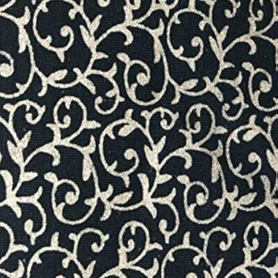 Black Vintage New Scrollwork Swirls Metallic Foil Christmas Cotton