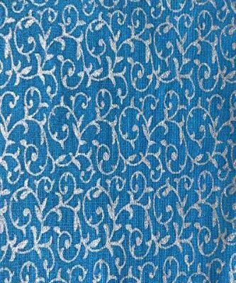 Turquoise Vintage New Scrollwork Swirls Metallic Foil Christmas Cotton