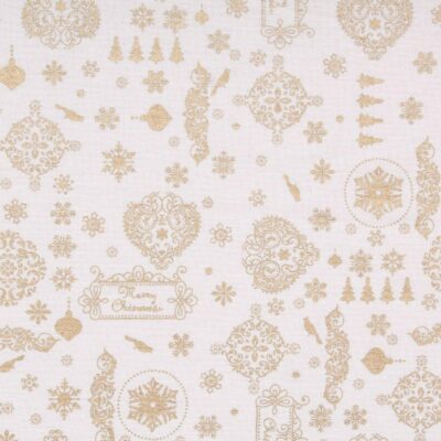 Cream Festive Galore Metallic Foil Vintage Christmas Cotton