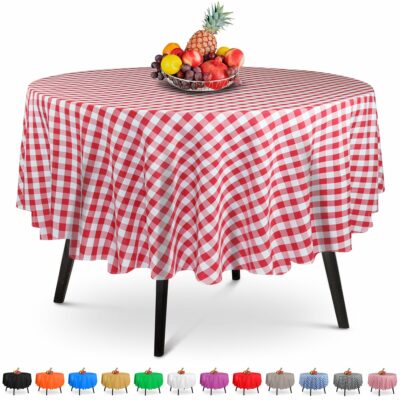 Gingham Red And White PVC Vinyl Wipe Clean Tablecloth - Image 2