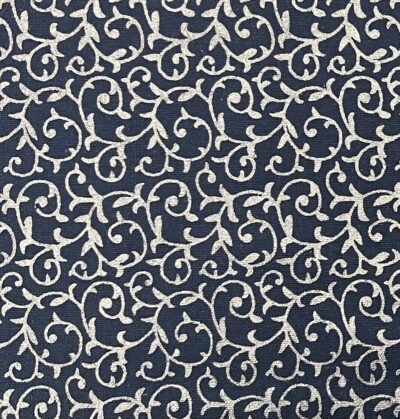 White Vintage New Scrollwork Swirls Metallic Foil Christmas Cotton - Image 2