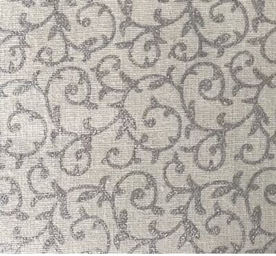 Cream Vintage New Scrollwork Swirls Metallic Foil Christmas Cotton