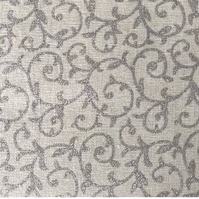 Cream Vintage New Scrollwork Swirls Metallic Foil Christmas Cotton