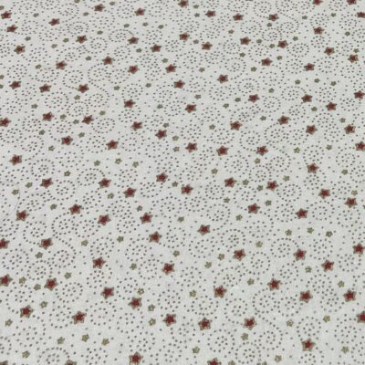 Cream Festive Stars Metallic Foil Vintage Christmas Cotton