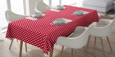 Polka Dots Red And White PVC Vinyl Wipe Clean Tablecloth - Image 4