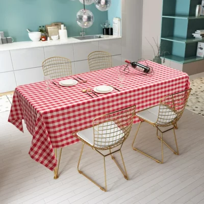 Gingham Red And White PVC Vinyl Wipe Clean Tablecloth - Image 3