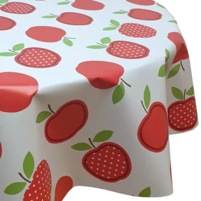 Red Apples Design PVC Vinyl Wipe Clean Tablecloth - Image 3