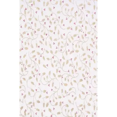 Cream Mistletoe Madness Metallic Gold Foil Vintage Christmas Fabric
